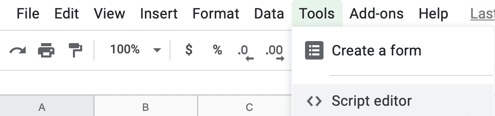 Navigating to Script Editor n Google Spreadsheets